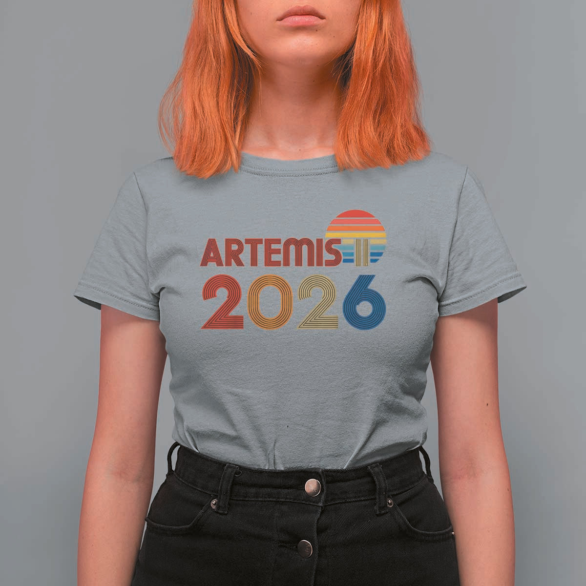 2026 Lunar Mission Retro Sunset T Shirt For Women Vintage Space Exploration Astronomy Enthusiasts Sci-Fi Lovers