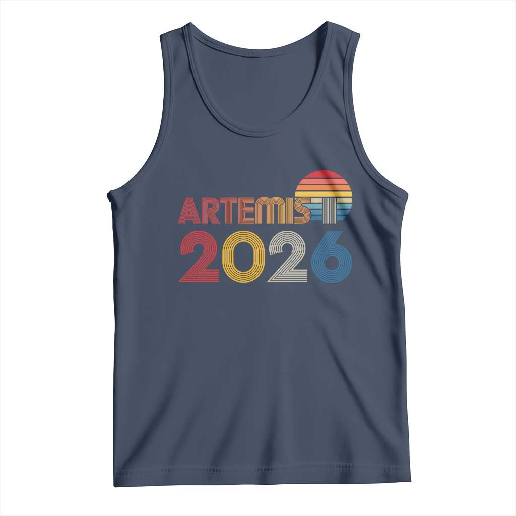 2026 Lunar Mission Retro Sunset Tank Top Vintage Space Exploration Astronomy Enthusiasts Sci-Fi Lovers