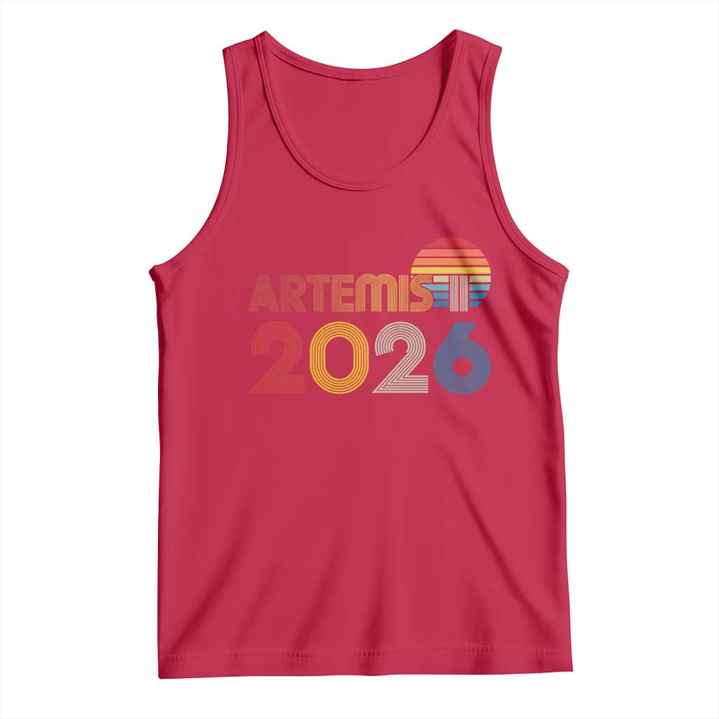 2026 Lunar Mission Retro Sunset Tank Top Vintage Space Exploration Astronomy Enthusiasts Sci-Fi Lovers