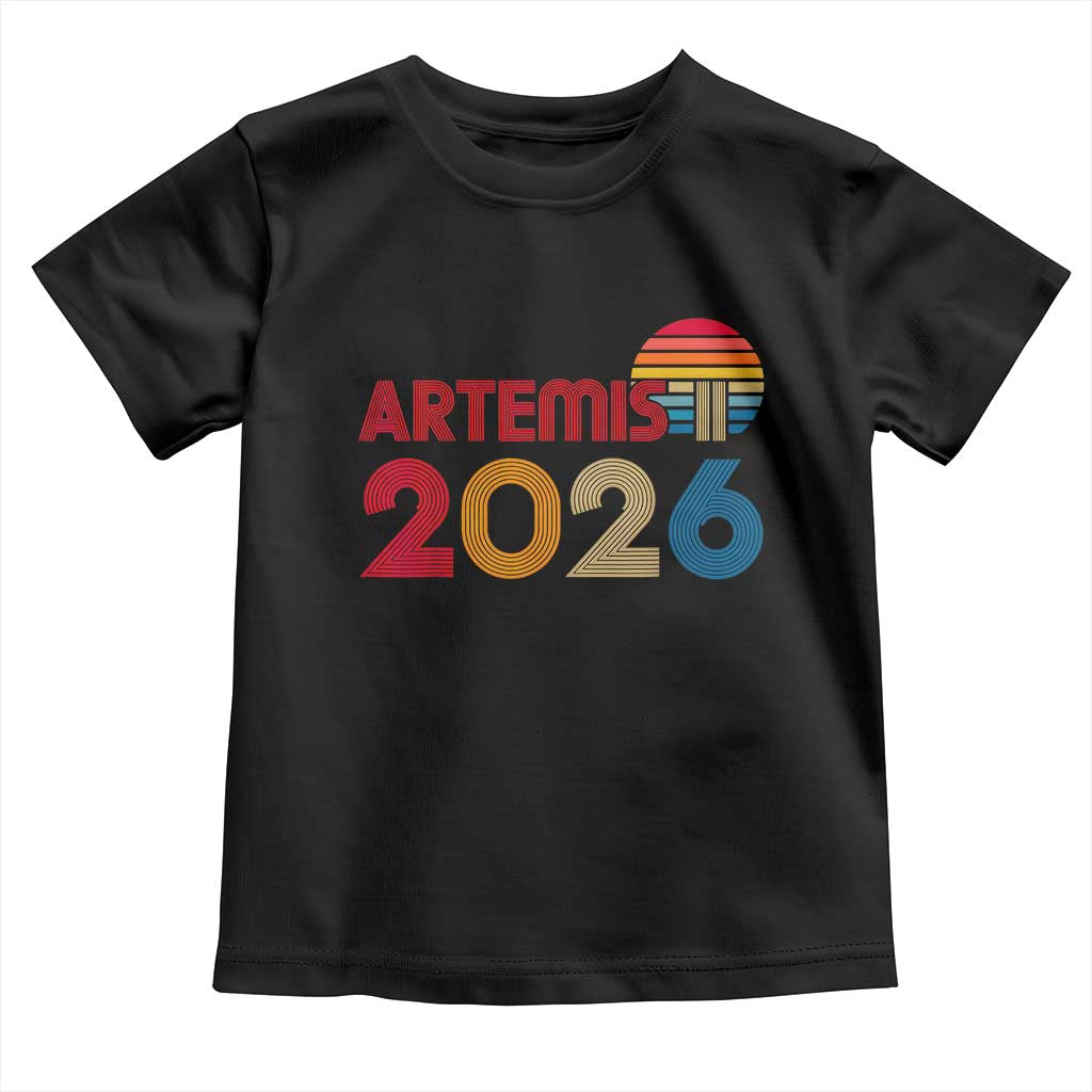 2026 Lunar Mission Retro Sunset Toddler T Shirt Vintage Space Exploration Astronomy Enthusiasts Sci-Fi Lovers