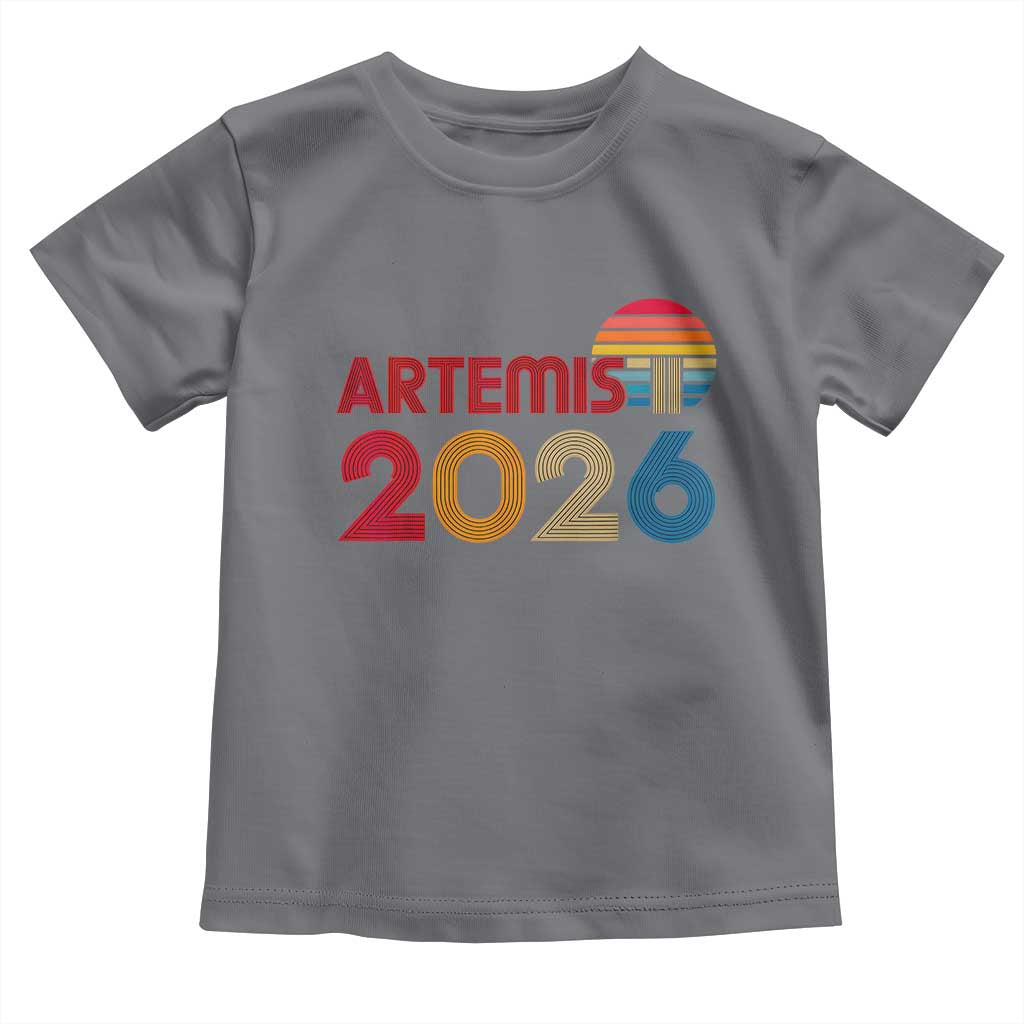 2026 Lunar Mission Retro Sunset Toddler T Shirt Vintage Space Exploration Astronomy Enthusiasts Sci-Fi Lovers