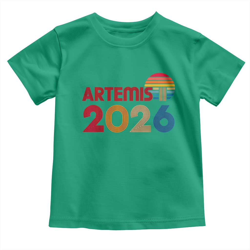 2026 Lunar Mission Retro Sunset Toddler T Shirt Vintage Space Exploration Astronomy Enthusiasts Sci-Fi Lovers
