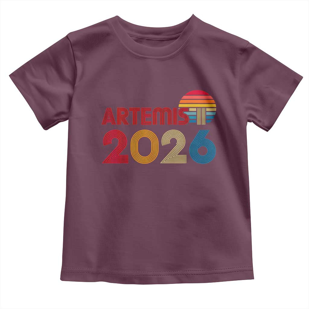 2026 Lunar Mission Retro Sunset Toddler T Shirt Vintage Space Exploration Astronomy Enthusiasts Sci-Fi Lovers