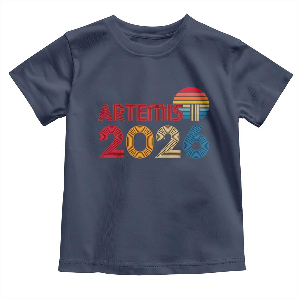 2026 Lunar Mission Retro Sunset Toddler T Shirt Vintage Space Exploration Astronomy Enthusiasts Sci-Fi Lovers