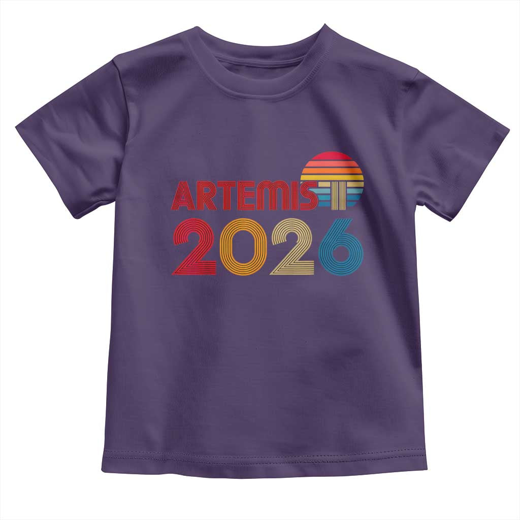 2026 Lunar Mission Retro Sunset Toddler T Shirt Vintage Space Exploration Astronomy Enthusiasts Sci-Fi Lovers
