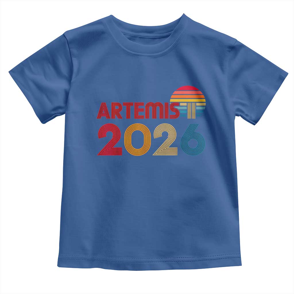 2026 Lunar Mission Retro Sunset Toddler T Shirt Vintage Space Exploration Astronomy Enthusiasts Sci-Fi Lovers