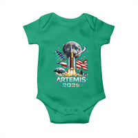Patriotic 2026 Lunar Orbit Mission Rocket Launch Baby Onesie American Flag n Moon Patriotic Space Astronomy Enthusiasts TS02