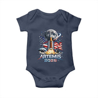 Patriotic 2026 Lunar Orbit Mission Rocket Launch Baby Onesie American Flag n Moon Patriotic Space Astronomy Enthusiasts TS02