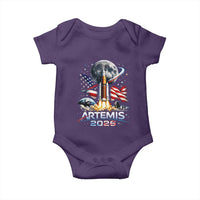 Patriotic 2026 Lunar Orbit Mission Rocket Launch Baby Onesie American Flag n Moon Patriotic Space Astronomy Enthusiasts TS02