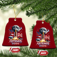 Patriotic 2026 Lunar Orbit Mission Rocket Launch Ceramic Ornament American Flag n Moon Patriotic Space Astronomy Enthusiasts TS02