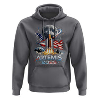 Patriotic 2026 Lunar Orbit Mission Rocket Launch Hoodie American Flag n Moon Patriotic Space Astronomy Enthusiasts TS02