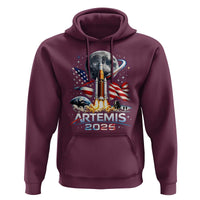 Patriotic 2026 Lunar Orbit Mission Rocket Launch Hoodie American Flag n Moon Patriotic Space Astronomy Enthusiasts TS02