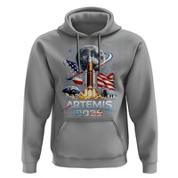 Patriotic 2026 Lunar Orbit Mission Rocket Launch Hoodie American Flag n Moon Patriotic Space Astronomy Enthusiasts TS02