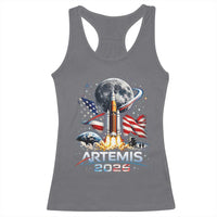 Patriotic 2026 Lunar Orbit Mission Rocket Launch Racerback Tank Top American Flag n Moon Patriotic Space Astronomy Enthusiasts TS02