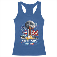 Patriotic 2026 Lunar Orbit Mission Rocket Launch Racerback Tank Top American Flag n Moon Patriotic Space Astronomy Enthusiasts TS02