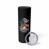 Patriotic 2026 Lunar Orbit Mission Rocket Launch Skinny Tumbler American Flag n Moon Patriotic Space Astronomy Enthusiasts