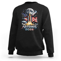Patriotic 2026 Lunar Orbit Mission Rocket Launch Sweatshirt American Flag n Moon Patriotic Space Astronomy Enthusiasts TS02