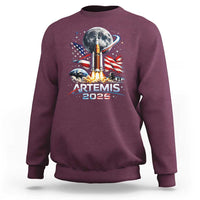 Patriotic 2026 Lunar Orbit Mission Rocket Launch Sweatshirt American Flag n Moon Patriotic Space Astronomy Enthusiasts TS02