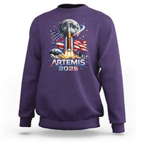 Patriotic 2026 Lunar Orbit Mission Rocket Launch Sweatshirt American Flag n Moon Patriotic Space Astronomy Enthusiasts TS02