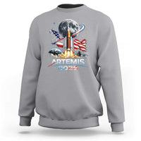 Patriotic 2026 Lunar Orbit Mission Rocket Launch Sweatshirt American Flag n Moon Patriotic Space Astronomy Enthusiasts TS02