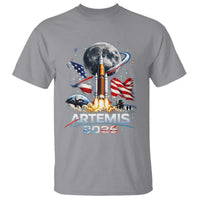 Patriotic 2026 Lunar Orbit Mission Rocket Launch T Shirt American Flag n Moon Patriotic Space Astronomy Enthusiasts TS02