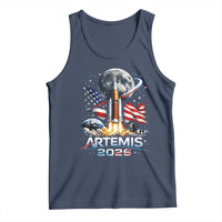 Patriotic 2026 Lunar Orbit Mission Rocket Launch Tank Top American Flag n Moon Patriotic Space Astronomy Enthusiasts TS02