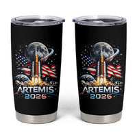 Patriotic 2026 Lunar Orbit Mission Rocket Launch Tumbler Cup American Flag n Moon Patriotic Space Astronomy Enthusiasts