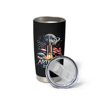Patriotic 2026 Lunar Orbit Mission Rocket Launch Tumbler Cup American Flag n Moon Patriotic Space Astronomy Enthusiasts