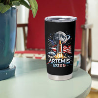 Patriotic 2026 Lunar Orbit Mission Rocket Launch Tumbler Cup American Flag n Moon Patriotic Space Astronomy Enthusiasts
