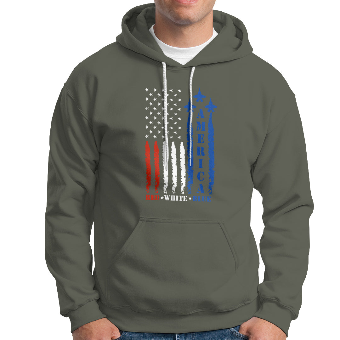 American Patriotic Hoodie 4th of July Red White and Blue American Flag US Patriotic - Wonder Print Shop