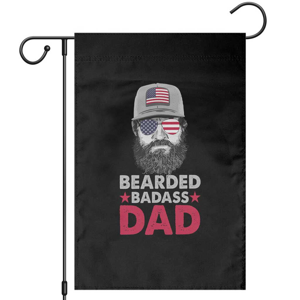Bearded Badass American Dad Garden Flag Funny 4th July US for Men