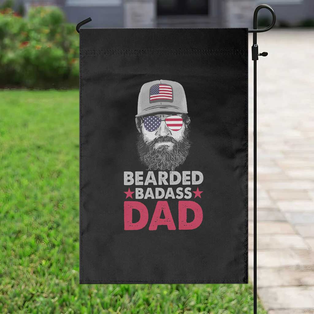 Bearded Badass American Dad Garden Flag Funny 4th July US for Men