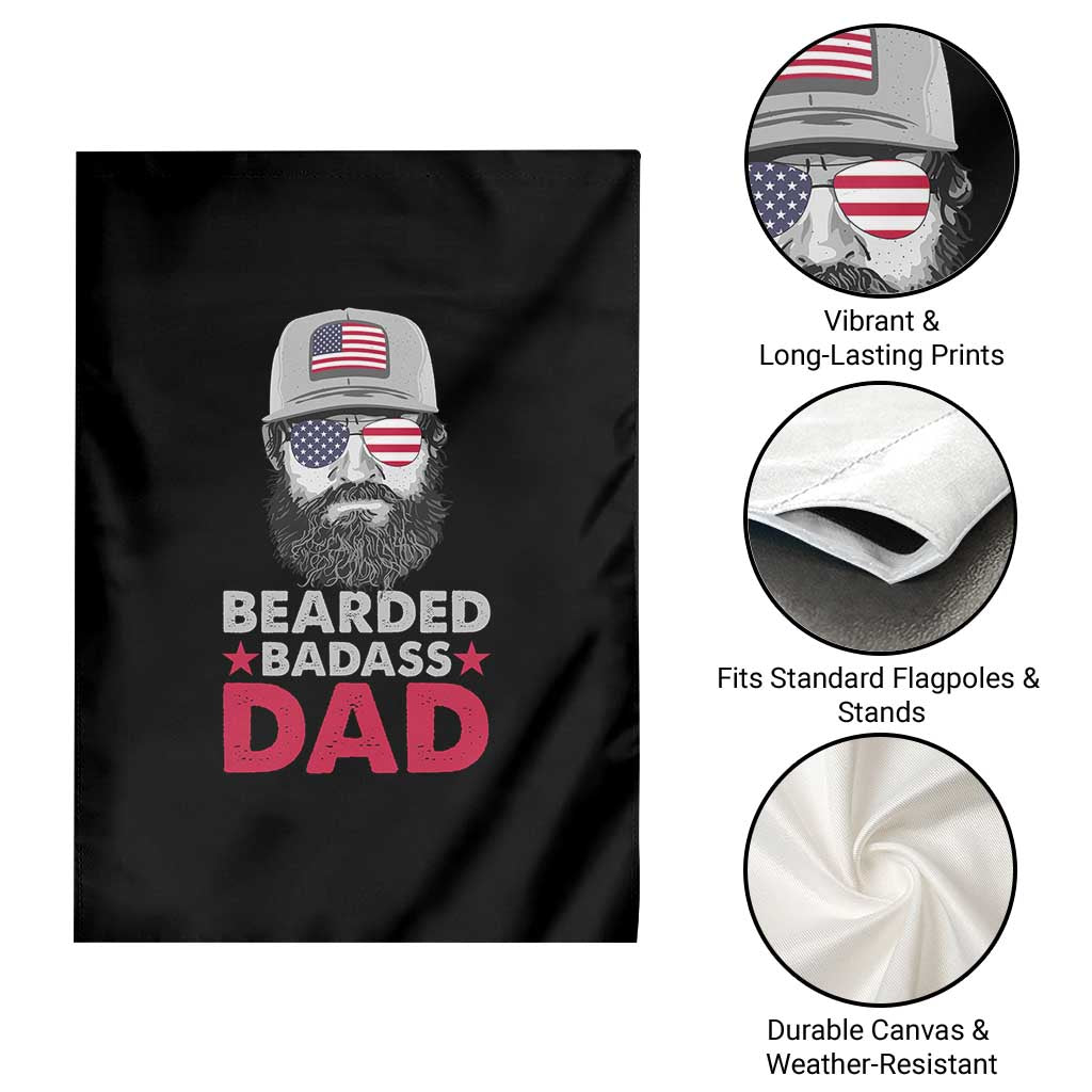 Bearded Badass American Dad Garden Flag Funny 4th July US for Men