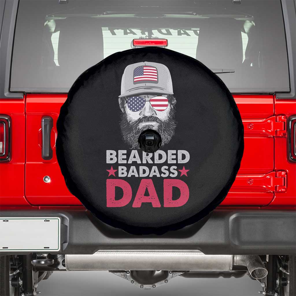 Bearded Badass American Dad Spare Tire Cover Funny 4th July US for Men