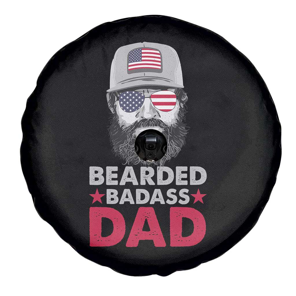 Bearded Badass American Dad Spare Tire Cover Funny 4th July US for Men