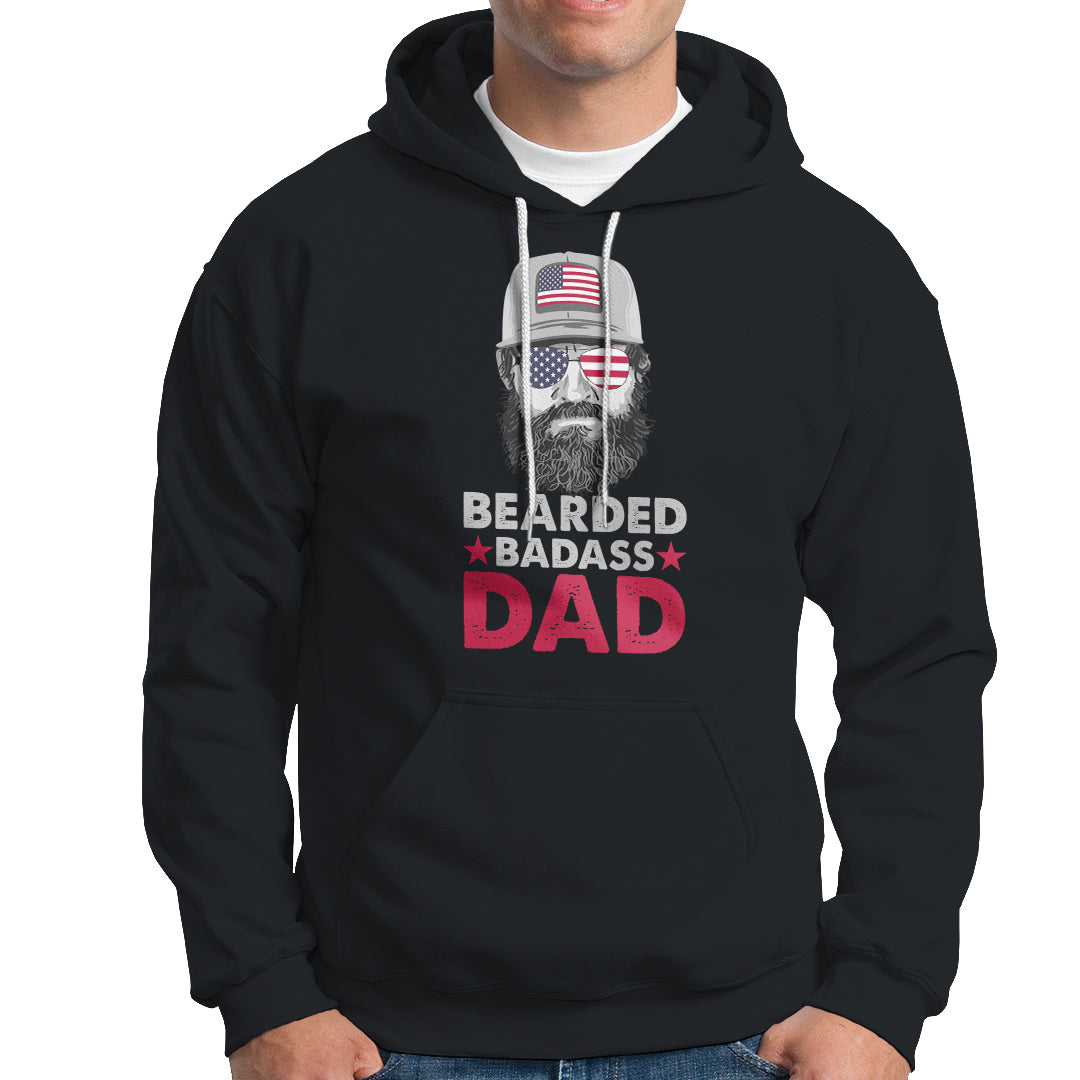 Funny Patriots American Men Bearded Badass Dad Hoodie - Wonder Print Shop