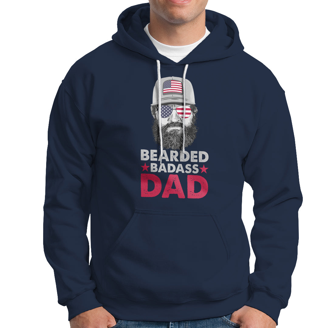 Funny Patriots American Men Bearded Badass Dad Hoodie - Wonder Print Shop