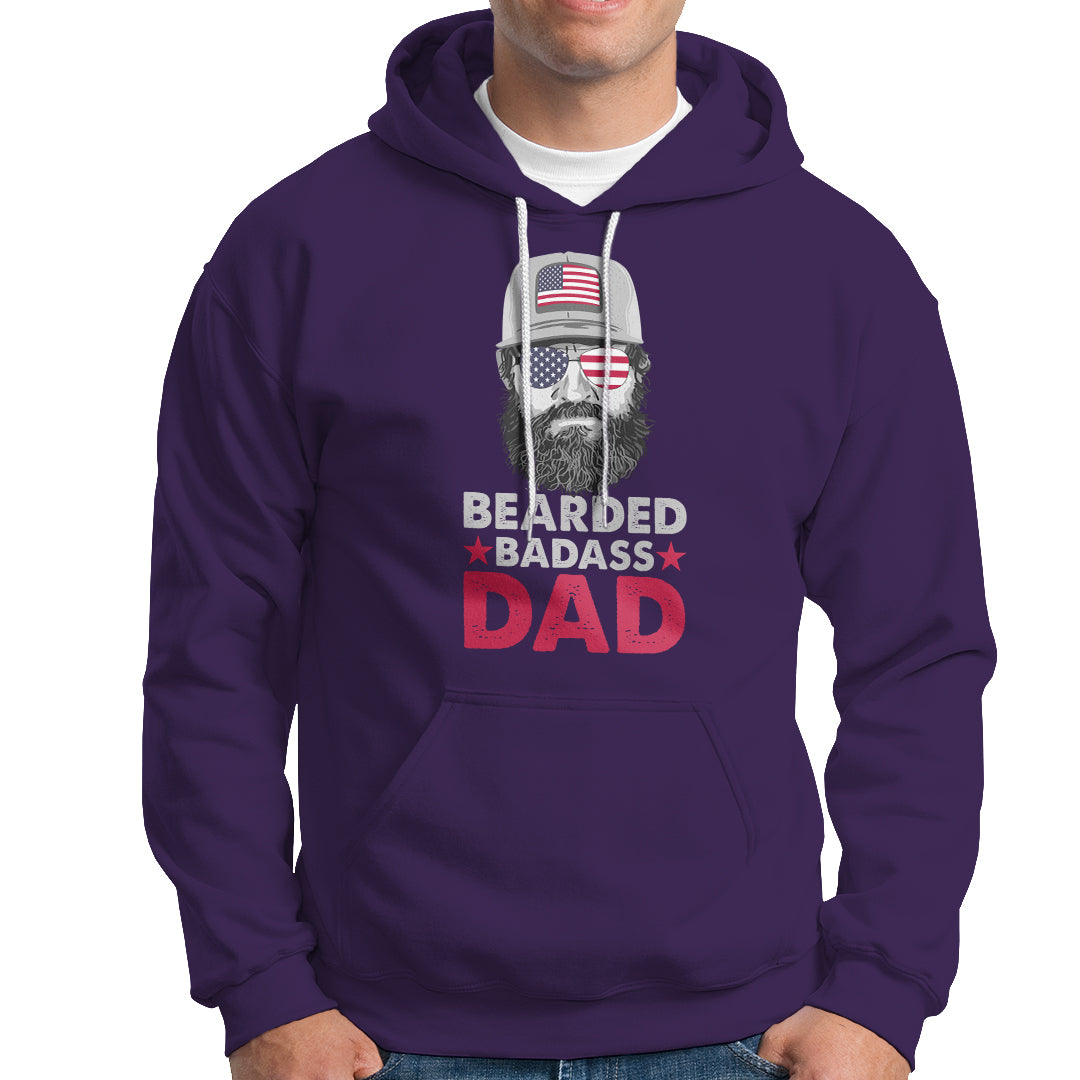 Funny Patriots American Men Bearded Badass Dad Hoodie - Wonder Print Shop