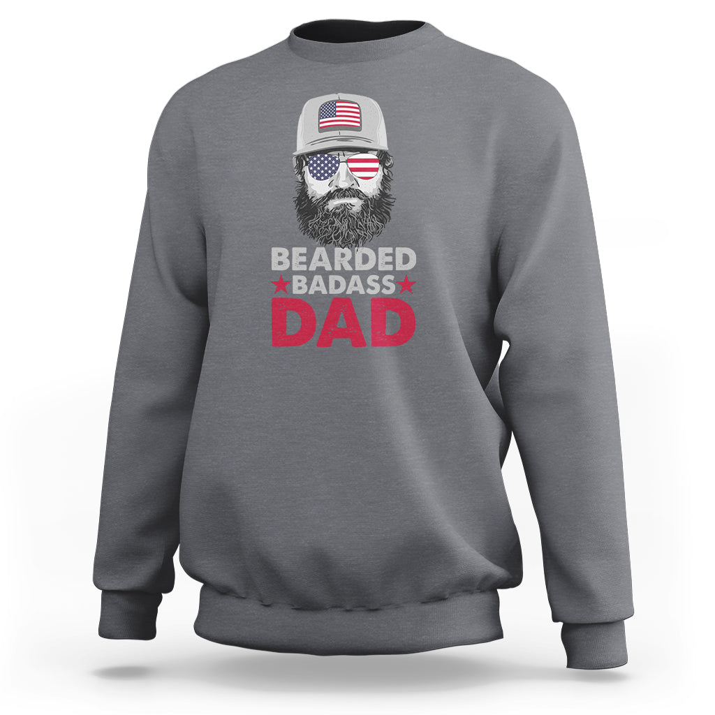 Funny Patriots American Men Bearded Badass Dad Sweatshirt - Wonder Print Shop