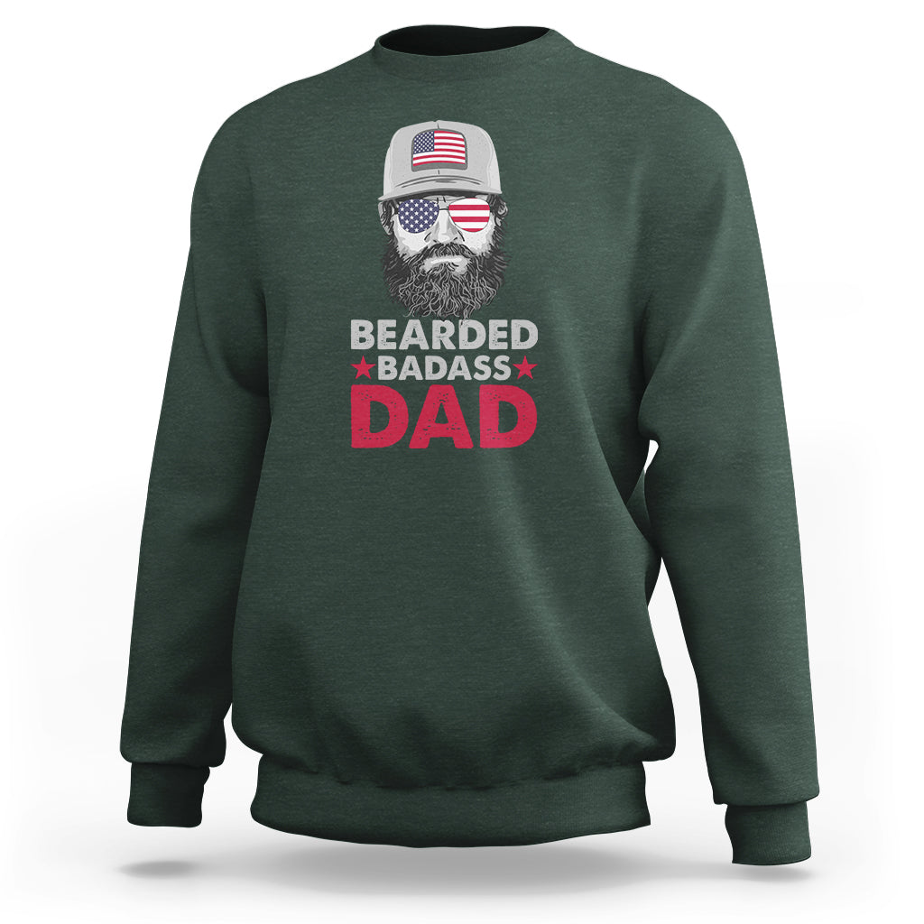 Funny Patriots American Men Bearded Badass Dad Sweatshirt - Wonder Print Shop