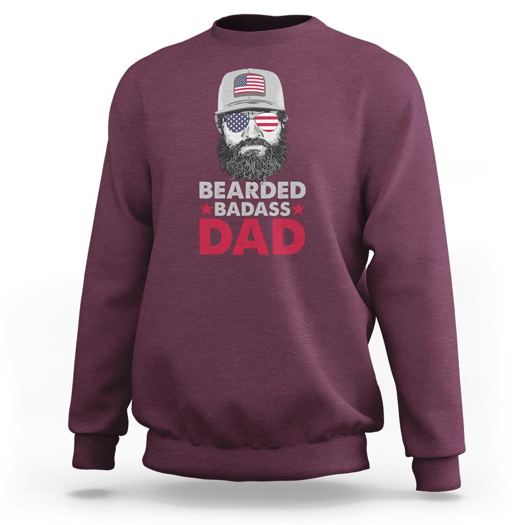 Funny Patriots American Men Bearded Badass Dad Sweatshirt - Wonder Print Shop