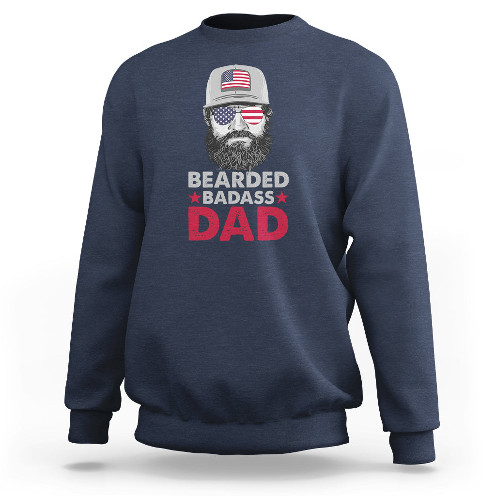 Funny Patriots American Men Bearded Badass Dad Sweatshirt - Wonder Print Shop
