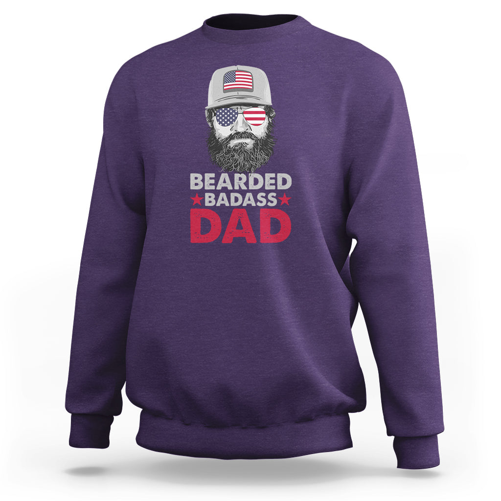 Funny Patriots American Men Bearded Badass Dad Sweatshirt - Wonder Print Shop