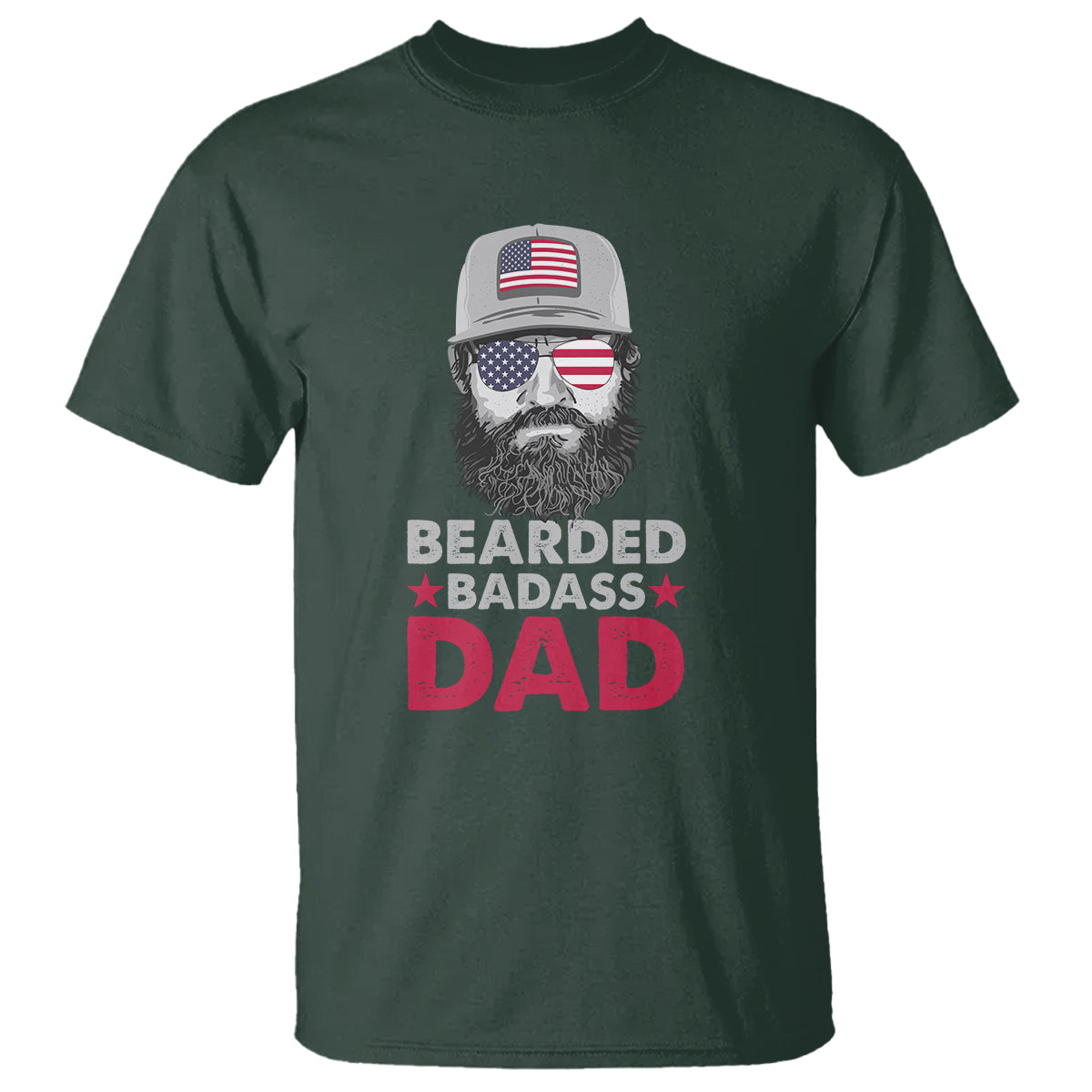 Funny Patriots American Men Bearded Badass Dad T Shirt - Wonder Print Shop