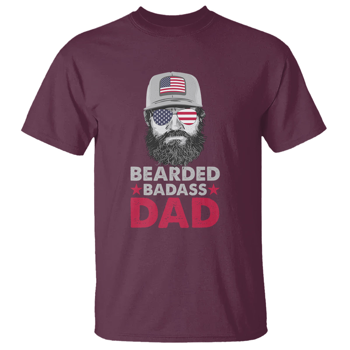 Funny Patriots American Men Bearded Badass Dad T Shirt - Wonder Print Shop