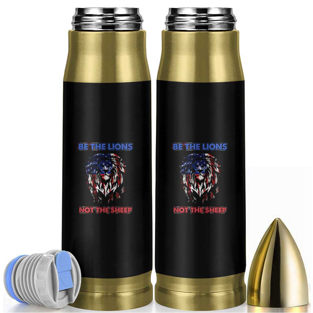 Patriotic American Lion Bullet Tumbler Be The Lions Not The Sheep Retro US Flag