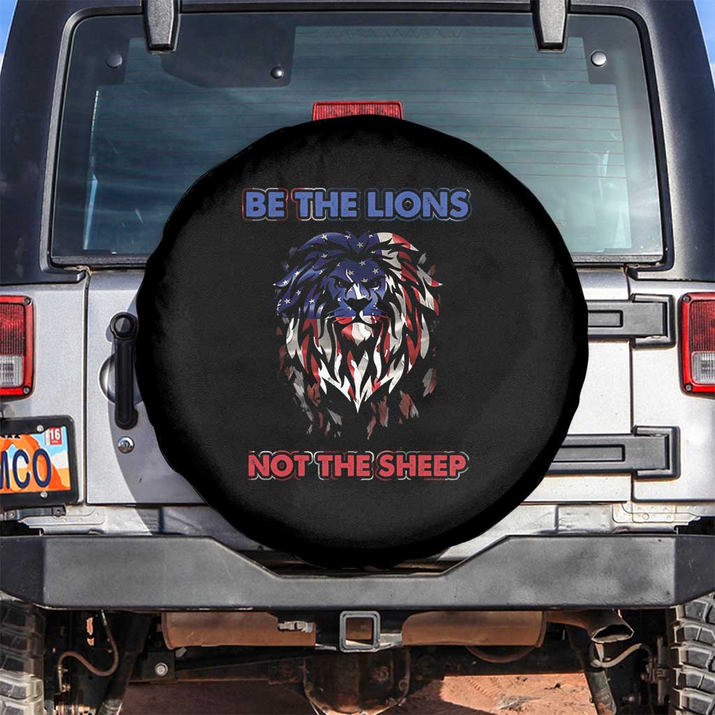 Patriotic American Lion Spare Tire Cover Be The Lions Not The Sheep Retro US Flag