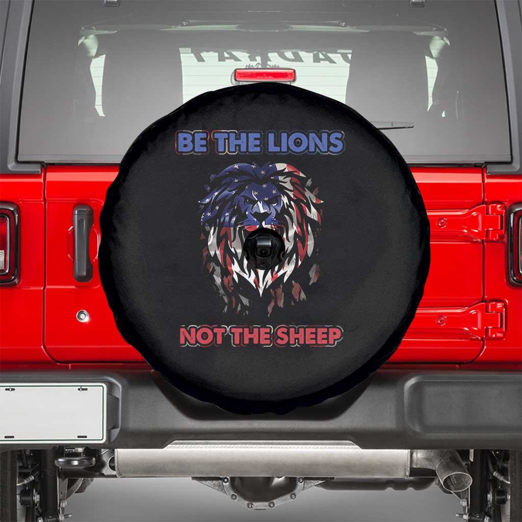 Patriotic American Lion Spare Tire Cover Be The Lions Not The Sheep Retro US Flag