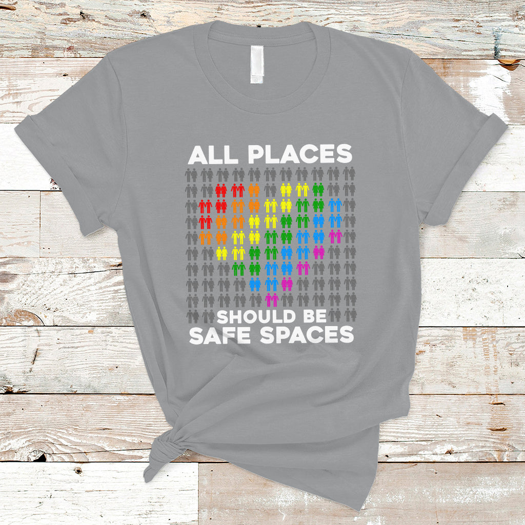 Gay Pride T Shirt All Places Should Be Safe Spaces Gay Pride Ally Pride Month - Wonder Print Shop