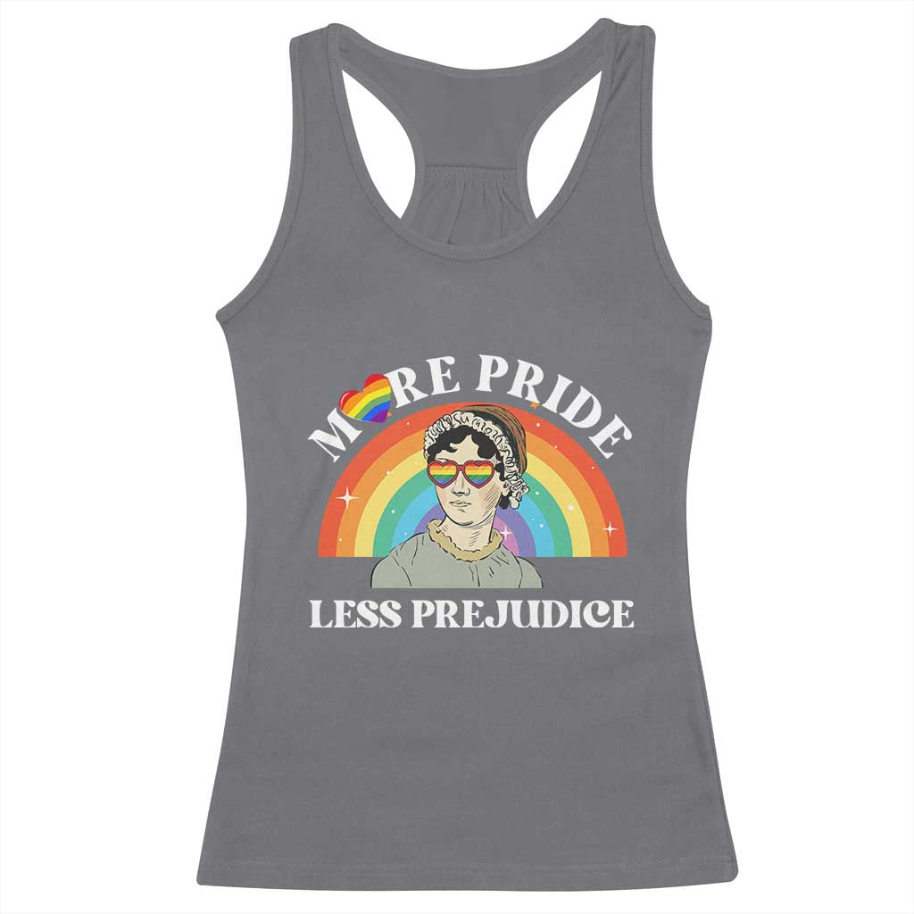 Gay Pride Racerback Tank Top More Pride Less Prejudice LGBT Pride Month - Wonder Print Shop